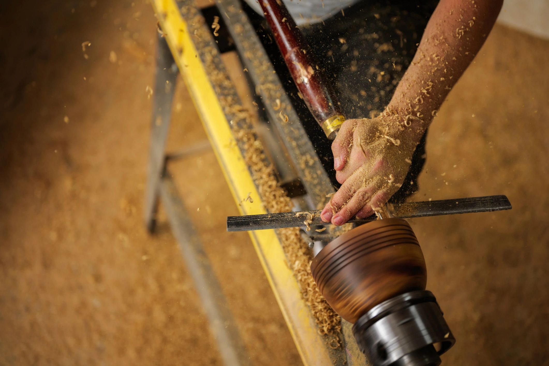 Close-up of skilled woodworking craftsmanship