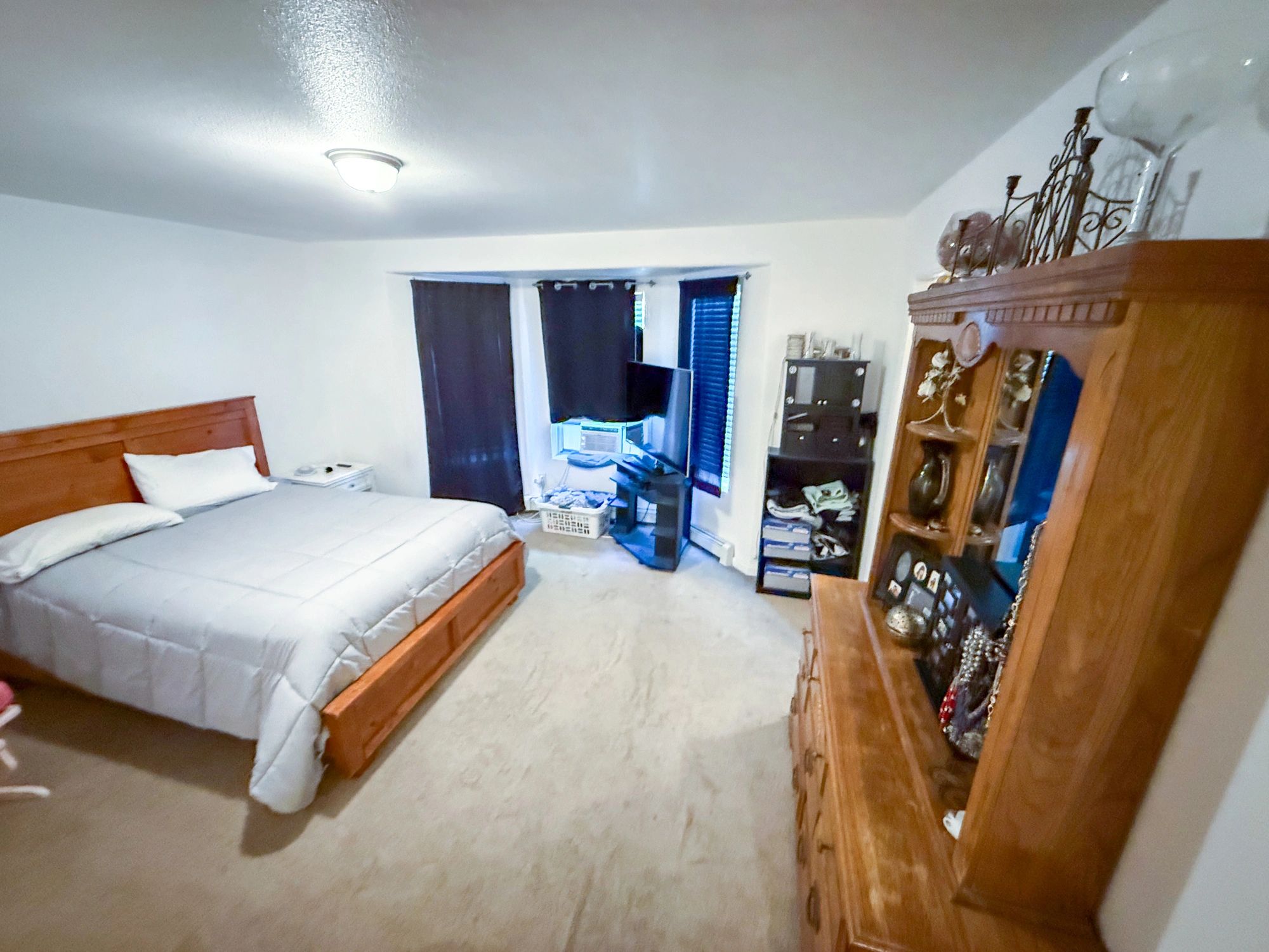 Interior space with wood furnishings and finish details